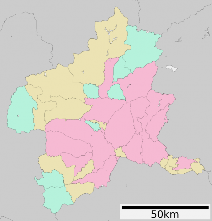 群馬県　地図　鶴のかたち